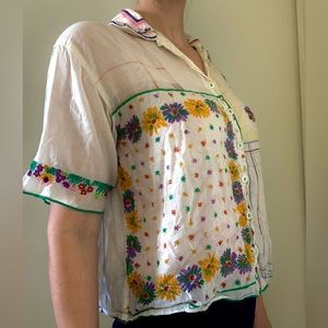 Urban Oufitters Kimchi Blue Floral Short Sleeve Button Down Top